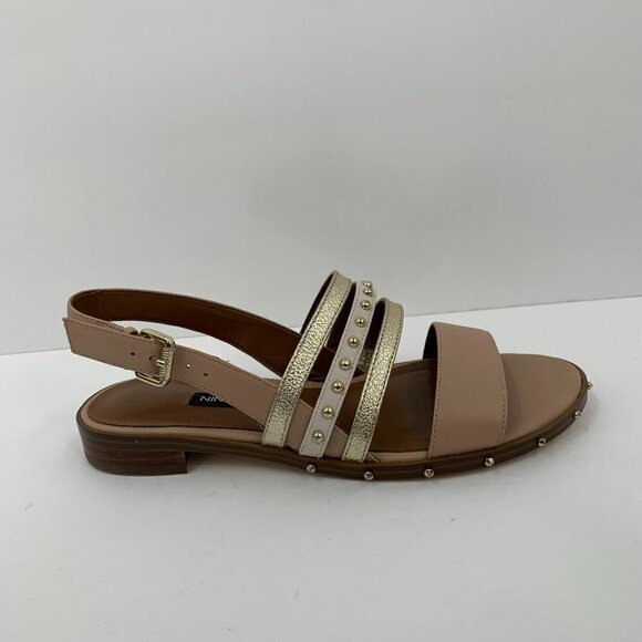 Nine West Chaylen slingback strappy shoe gold stud cream metallic new 6.5 - Picture 4 of 8